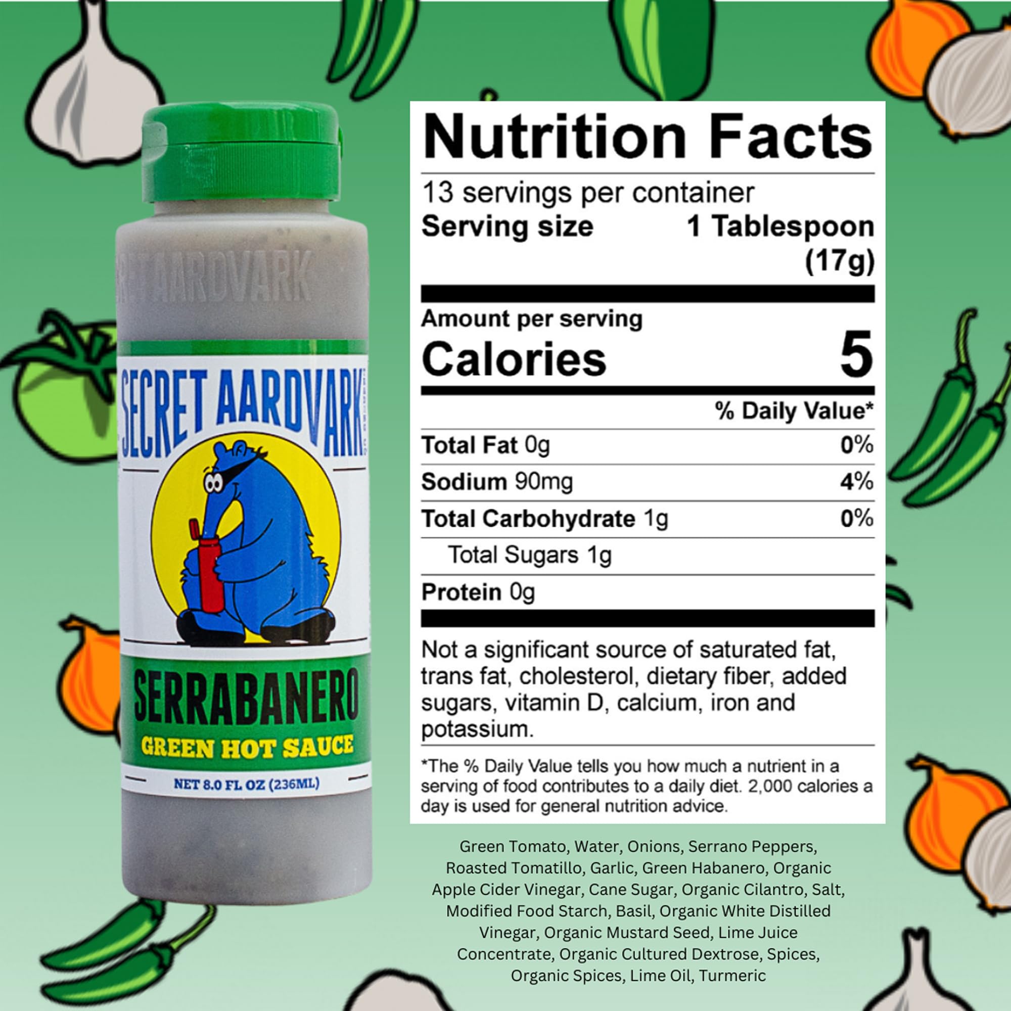 Amazon.com : Secret Aardvark Serrabanero Hot Sauce - Serrano